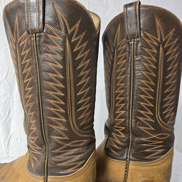 Tony Lama Embroidered Leather Cowboy Boots Brown Women 7 Mid Calf Pointed Toe - Picture 3 of 12